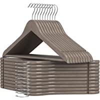 Los mejores  - SONGMICS Perchas de Madera para Trajes- Juego de 20- Madera Maciza- Hombros con Muescas- Antideslizantes para Chaquetas…